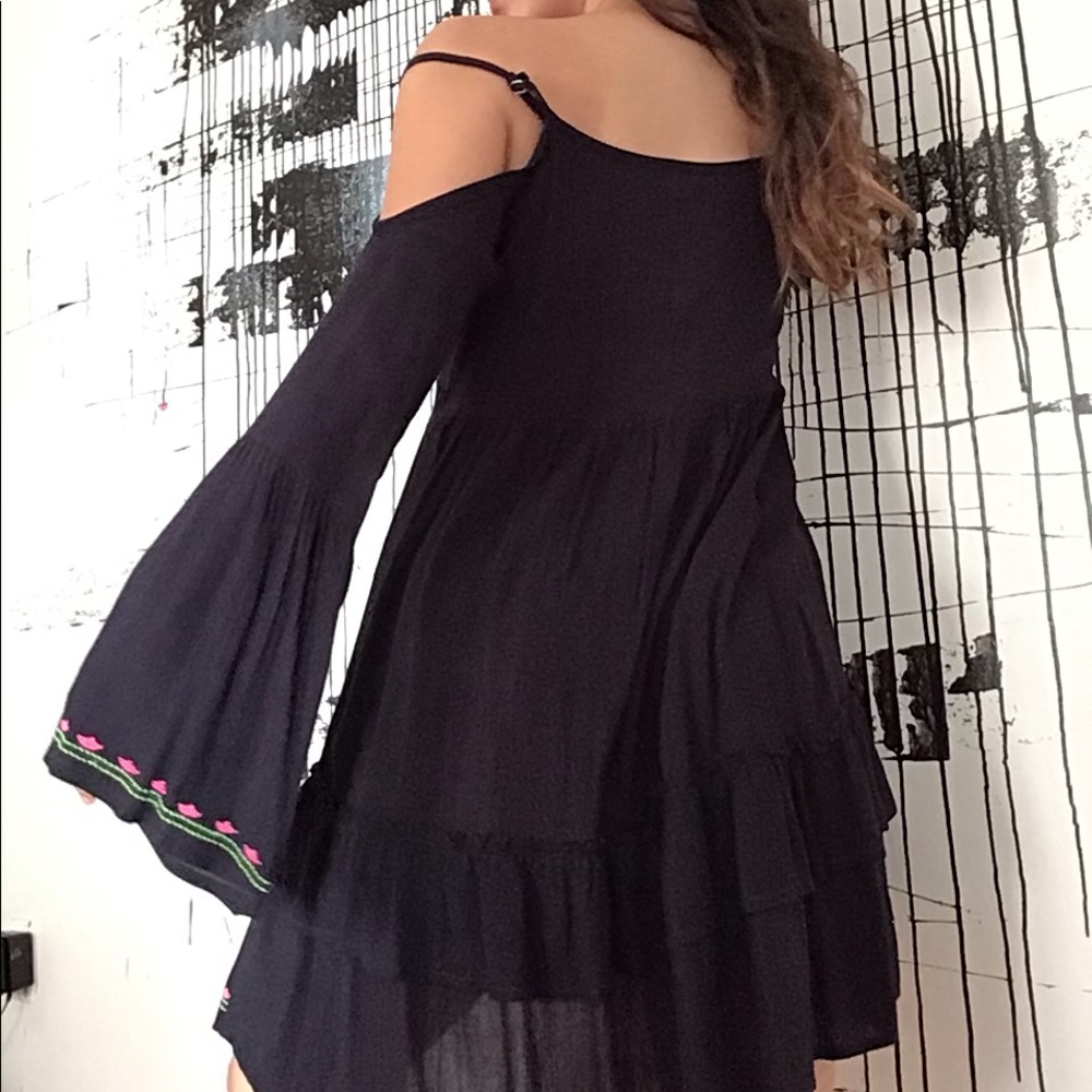 Boho floral embroidery hippie dress
